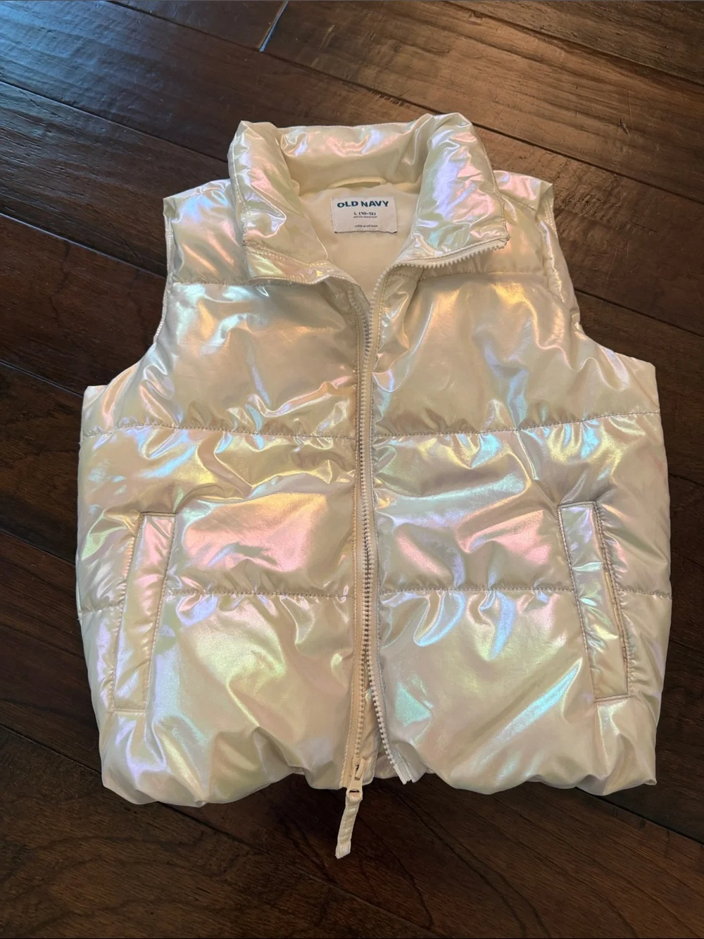 Old Navy Iridescent White Puffer Vest
